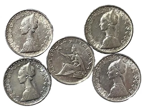 Lot Of 5: Italy Silver 1958R-59R,1961R,64R,66R 500 Lira Columbus' Ships, 29.3 mm - Picture 1 of 6