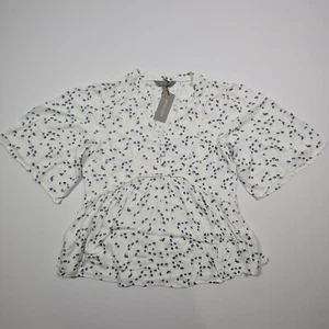 Principles Womens Bouse White 10 UK Floral Short Sleeves Top Daisy Print Small - Picture 1 of 7