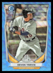 2014 Bowman Draft Chrome Devon Travis Blue Wave Refractor CTP-89 Tigers - Picture 1 of 2