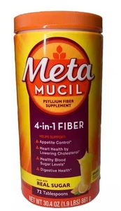 Metamucil Psyllium 4-in-1 Fiber Real Sugar Orange 30.4oz EXP 07/2027 - Picture 1 of 3
