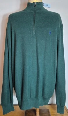 Polo Ralph Lauren Hombres 1/4 Cremallera Pima Algodón Suéter XL Verde NUEVO NUEVO CON ETIQUETAS Foto 1 de 4