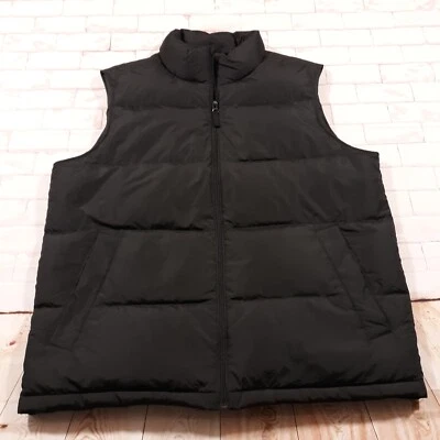 Lands' End Down Fill Puffer Vest Full Zip Outdoor Heavy Mens Size Large Black - Image 1 of 4