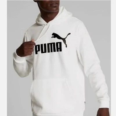 Puma Essentials Sudadera con Capucha Para Hombre XXL Blanco Negro Logo Pullover Cordón Ropa Activa Foto 1 de 4