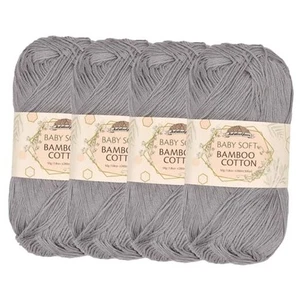 JubileeYarn Baby weiches Bambus Baumwollgarn - 50g/Knäuel - 4 Knäuel 219 Smoky Sky - Bild 1 von 8