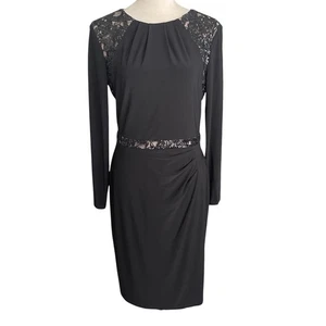 Lauren Ralph Lauren Sharie Dress Women Size 8 Black Embellished Sequin Cocktail - Picture 1 of 7