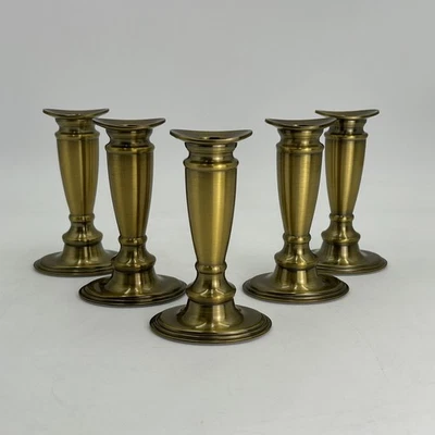 Valerie Parr Hill Brass Metal Oval Base Candle Stick Holders (Set of 5) - Image 1 of 4