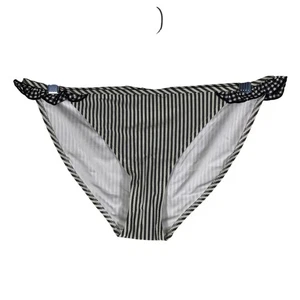 Aerie Seersucker Ruffle Bikini Bottom Swim Size Medium Black White Stripes NWT - Bild 1 von 4