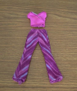 Doll Clothes Outfit Pink Top & Purple Flare Pants Fashion Retro 2000s - Picture 1 of 2