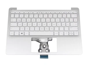 Clavier d'origine HP EAY0Q00501A avec top case Allemagne (allemand) blanc/argent - Photo 1/2