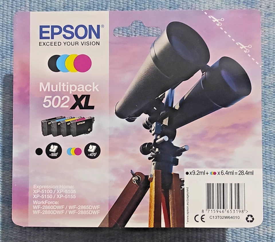 Genuine Epson 502XL High Capacity 4 Colour Ink Cartridge Multipack - Image 1 of 1