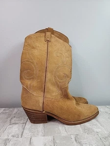 Stivali western cowboy scamosciati marroni Acme vintage da donna taglia 9,5 M made in USA - Foto 1 di 11