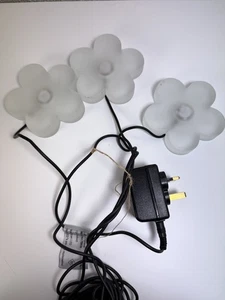 Vintage Heavy Glass LED Flower String Lights – White, Green & Blue - Rare - Picture 1 of 7