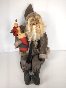 Arte Popular Primitivo Santa Viejo Mundo Navidad Hecho a Mano Niñera 22" Muñeca - Imagen 1 de 8