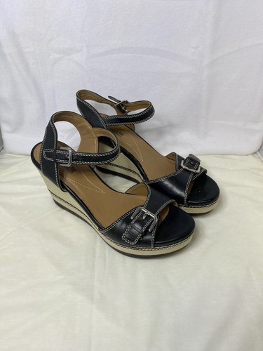 CLARKS Clark's Zia Sandalo con Zeppa 10 M Nero Marrone