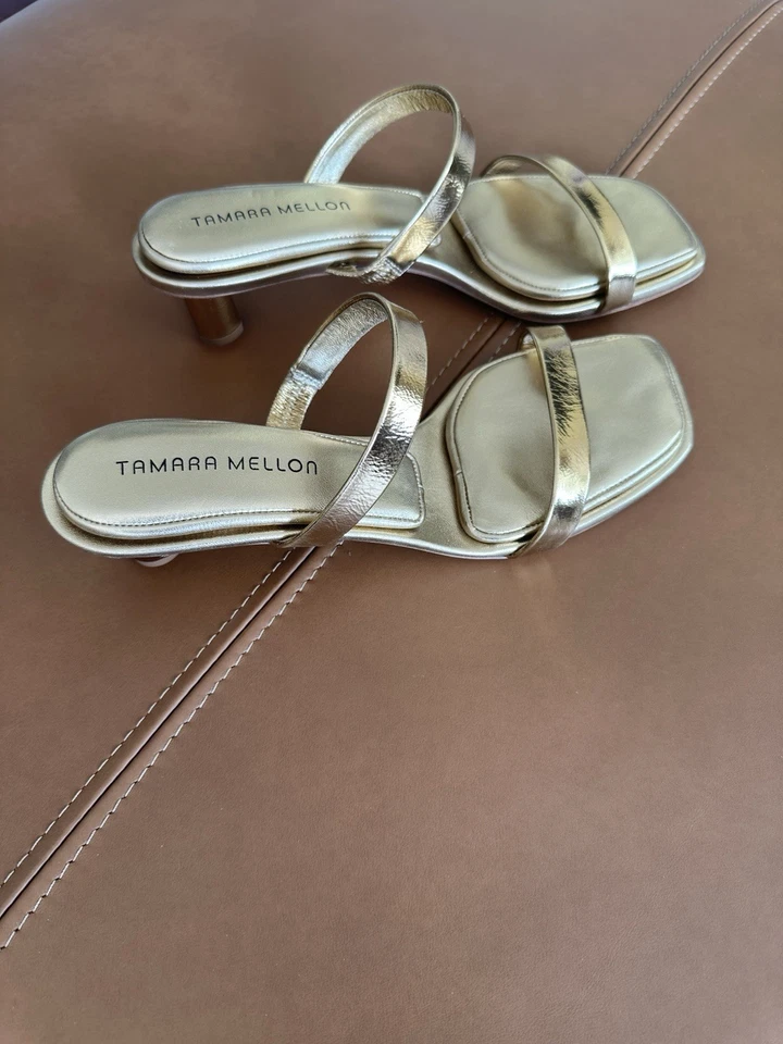 Tamara Mellon Women's Absolute 40 Gold Size 38.5 - Image 1 of 4