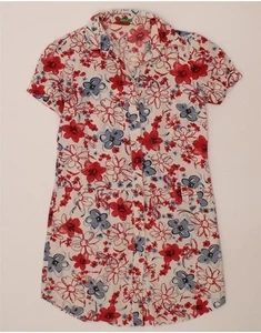 BENETTON Womens Shirt Dress UK 12 Medium Multicoloured Floral Cotton BY28 - Picture 1 of 3