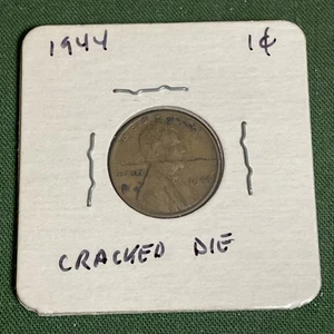 Rare 1944 Lincoln Penny Crack Die Error On Obverse U.S. One Cent Wheat Penny - Picture 1 of 5