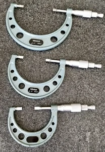 SET of 3 Mitutoyo Blade Micrometer 1-2" 2-3" 3-4" .0001" 122-126 122-127 122-128 - Picture 1 of 24
