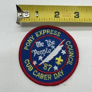 Vintage 1987 Boy Scout Pony Express Council Patch Cub Caber Day 3” Round We The - Picture 1 of 4