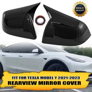 for Tesla Model Y Black Side Mirror Cap Covers M3 Horn Style 2020 2021 2022 2023 - Picture 1 of 12