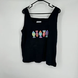 Fresh Produce Canotta Donna Vintage Pesce Taglia XL Nera - Foto 1 di 4