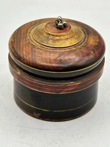 Wooden Indian Vintage Tika Ceremony Kum Kum Powder Box Hand Carved And Painted - Picture 1 of 17