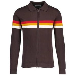 NEW MENS GALLAGHER OASIS 90s MOD KNITTED ZIP TRACK TOP CARDIGAN Mavers 96 MC98 - Picture 1 of 3