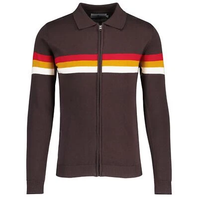 NEW MENS GALLAGHER OASIS 90s MOD KNITTED ZIP TRACK TOP CARDIGAN Mavers 96 MC98 - Изображение 1 из 3