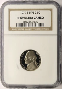 1979-S Proof Jefferson Nickel Type 2 5c NGC PF69 Ultra Cameo - Picture 1 of 4
