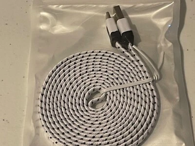 Flat Braided Nylon Noodle Fabric Charger Cable for Micro USB C TYPE reversible - Image 1 of 4