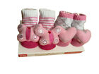 Rising Star - 2 Baby Stiefelsocken Mädchen rosa Gr. 0-12 Monate mit durchsichtiger Geschenkbox