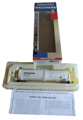 HO Walthers 932-7258 Procor 54' 23,000 Gal Funnel Flow Tank Car PROX 23049 RTR - Image 1 of 4