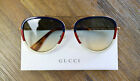 Gucci GG0062S 013 57mm Aviator Sunglasses in Red/White/Blue and Blue Lens