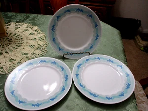 Corelle Ocean Dance Dolphins Set of 3 Dinner Plates 10 3/4 "Excellent cond. - Picture 1 of 5