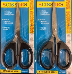 2pc School Student Scissors Stationery Stainless Steel Soft Grip Craft Shear2120 - Picture 1 of 2