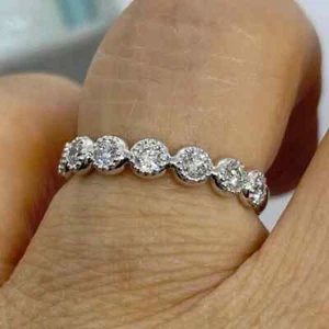 2Ct Round Cut Lab-Created Diamond Stackable Engagement Ring 14KWhite Gold Plated - Picture 1 of 7
