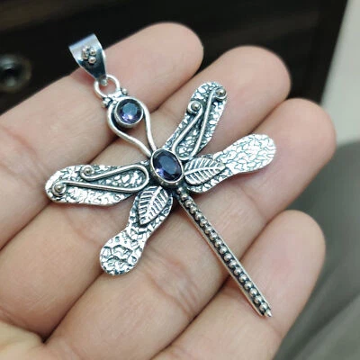 Ciondolo da ragazza fatto a mano farfalla argento sterling 925 pietra... - Immagine 1 di 4