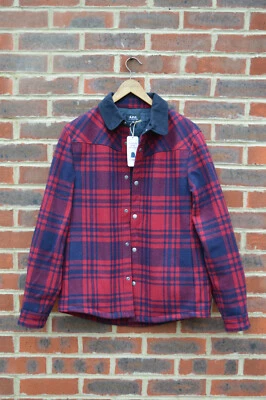 APC Mens Paolo Checked Jacket MEDIUM Tartan A.P.C Wool Check Blue Red - Image 1 of 4