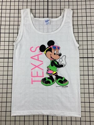 vintage MICKEY MOUSE TEXAS TANK TOP SHIRT 80s 90s YOUTH  14/16 DISNEY TRAVEL - Image 1 of 4