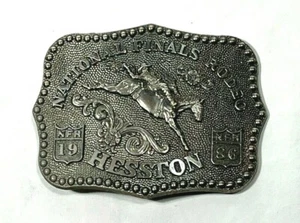 Hesston 1986 Vintage Belt Buckle - National Finals Rodeo - Western Cowboy 3.75" - Picture 1 of 4