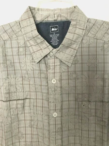 REI Beige Plaid Short Sleeve Shirt Men Size L Two Pockets Outdoor Hike Bike - Picture 1 of 4