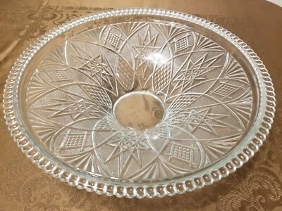 Star Decageam Diamond Crystal 14" Pedestal Platter Bowl Geometric Hourglass 10 - Image 1 of 4