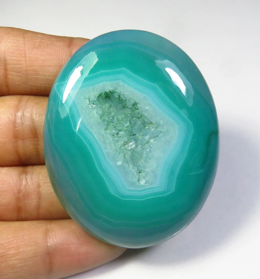 Window Oval Green Agate Gemstone 51x41 mm Natural Onyx Geode Druzy Cabs OD-1257 - Image 1 of 4