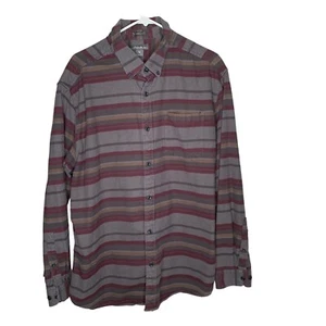 Eddie Bauer Mens XLarge Flannel Shirt Plaid Relaxed Fit Long Sleeve Gray Red - Picture 1 of 4