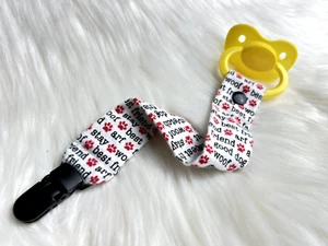 Dog Paw Fleece Fabric Pacifier Clip - ABDL Pacifier Holder - Picture 1 of 3