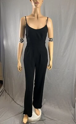 Bardot Womens black Wide Leg pleated Romper pants size 2 XXS spaghetti open back - Image 1 of 4