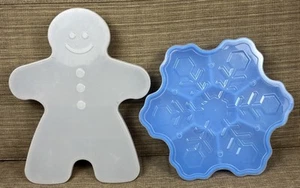 2 set Gingerbread Man & Snowflake Plastic Shape Divided Storage Container w/ Lid - Picture 1 of 7