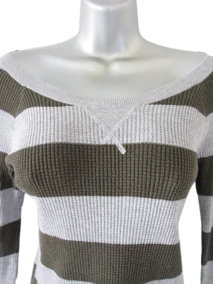 Camisa Térmica American Eagle Para Mujer L Verde Waffle Top Suéter MUY Larga Foto 1 de 4