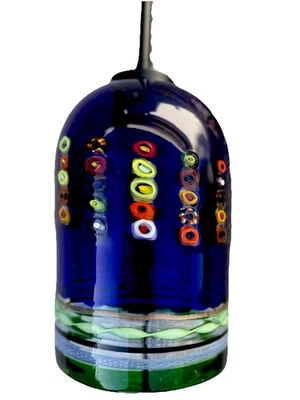 OGGETTI Arte Soplado Cristal de Murano Azul/Verde Colgante Luz NUEVO Foto 1 de 4