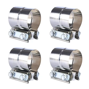 4PCS 2.5" Stainless Steel Butt Joint Exhaust Band Clamp Sleeve for Exhaust Pipe - Picture 1 of 8